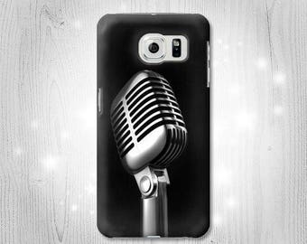 Funda rígida de cuero con tapa para micrófono retro de jazz, compatible con Huawei, Motorola Moto G Stylus Power, Motorola Razr 70, Nokia OnePlus y Sony Xperia.