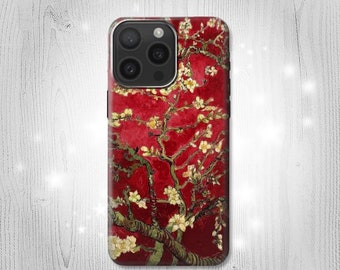 Red Blossoming Almond Tree Van Gogh Hard & Leather Flip Case iPhone 15 Pro Max Plus Samsung Galaxy Z Flip 5 Fold5 Note S23 A14 Google Pixel