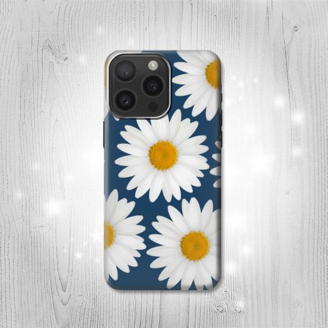 Daisy Blue Hard & Leather Flip Case iPhone 17 Pro Max Air Samsung