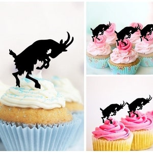 Jumping Goat Party Wedding Birthday Acrylic Cupcake Toppers Decor 10 pcs