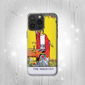Tarot Card The Magician Capa dura e de couro com flip iPhone 16 Pro Max Plus Samsung Galaxy Z Flip 6 Fold6 Note S24 A15 Google Pixel