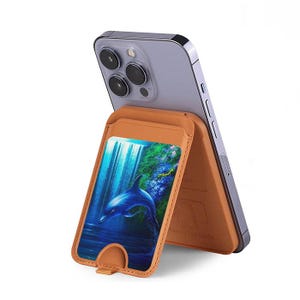 Delfin Grafik Magnet Kartenhalter mit MagSafe für iPhone 16 15 14 13 Pro Max und andere Smartphone
