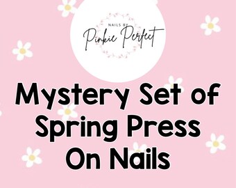 Spring theme MYSTERY set! Extra Short Hand Painted Press On Nails!