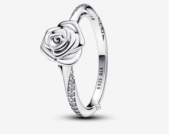 S925 Sterling Silver Pandora Blooming Rose Ring, Engagement Ring, Delicate Ring,Gift For Her