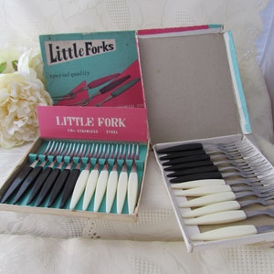 Vintage 1960&#39;s Little Forks/Cocktail Forks - 24 Forks/ 2 Boxed Sets - Cocktail/Party Food/Appetizer/Pickle etc - Very Kitsch and Retro