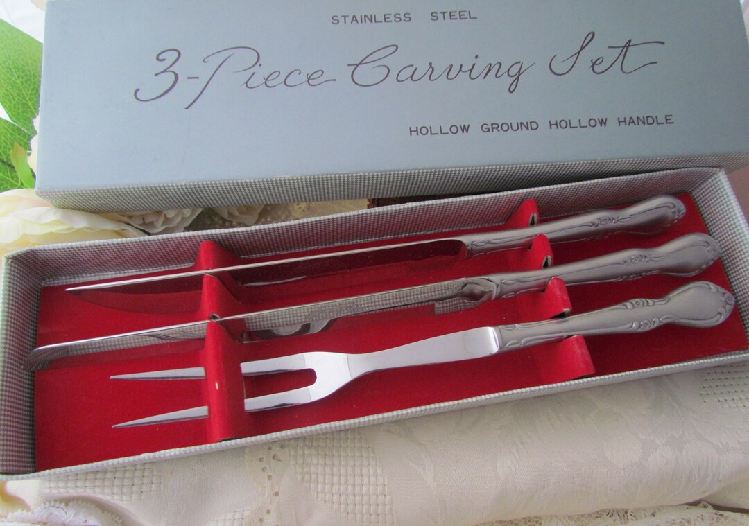 Vintage 3 Piece Meat Carving Set With Ornate Handles ber Etsy