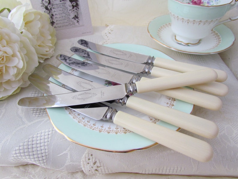 Vintage Set 6 Dessert Knives Warranted Sheffield England Etsy