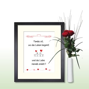 Gift Family Art printing with or without frame Gift mit Rahmen
