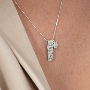 Silver Bar Necklace, Protection Necklace, Jewish Necklace, Jewish Jewelry, Jewish Gift, Jewish Mom Gift, Jewish Wife Gift, Jewish Woman Gift