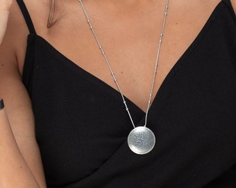 Oxidized Silver Hebrew Verse Pendant Necklace, Isaiah 6:3 Statement Jewelry