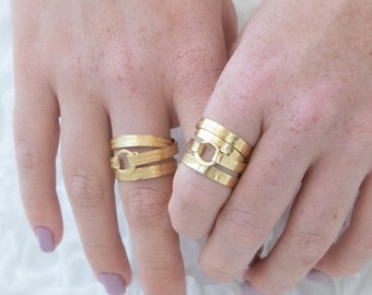 72 Names of God Kabbalah Ring, Gold Plated Brass, Hebrew Jewelry