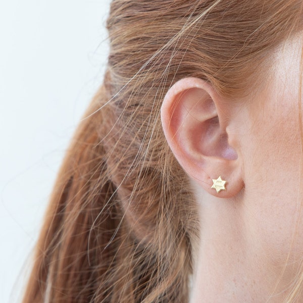Star Of David Earrings, Shema Israel Jewelry, Jewish Earrings, Judaica Jewelry, Prayer Jewelry, Hebrew Jewelry, Bat Mitzvah Gift, Spiritual