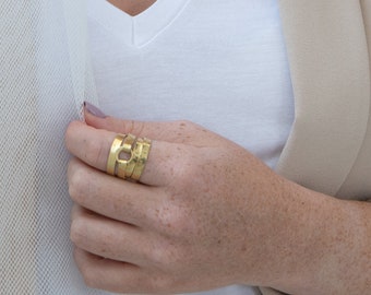 Kabbalah Healing Ring, 72 Names of God, Gold Plated Brass
