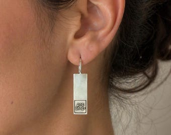 Sterling Silver Shema Israel Dangle Earrings, Jewish Prayer Jewelry
