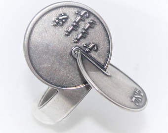 Sterling Silver Kabbalah Ring, Hebrew 72 Names of God, Geometric Love Jewelry