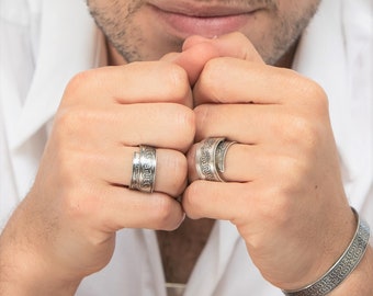Here I Am – Hebrew Ring, Spiritual Bible Verse, Sterling Silver Wrap Jewelry
