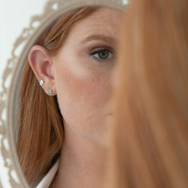 Star Of David Earrings, Small Stud Earrings, Religious Jewelry For Women, Jewish Jewelry, Prayer Jewelry, Shema Israel, Hebrew Jewelry