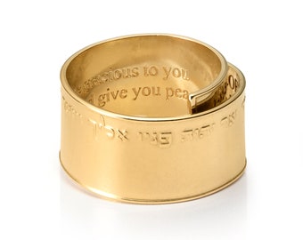Gold Ring for Women And Men, Adjustable Ring, Prayer Ring, Bible Ring, Christian Jewelry, Hebrew Jewelry, Priestly Blessing, Faith Jewelry