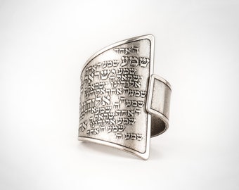 Jewish Ring, Prayer Ring, Ring For Women, Unique Statement Ring, 925 Sterling Silver Ring, Hebrew Ring, Jewish Jewelry, Shema Israel Prayer