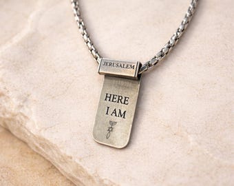 Hineni Necklace, Hebrew "Here I Am" Pendant, Messianic Seal, Jerusalem Jewelry