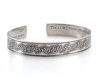 Here I Am Bracelet, Religious Bracelet, Cuff Bracelet, Christian Jewelry, Silver Cuff Bracelet, Hebrew Bracelet, Spiritual jewelry, Hineni