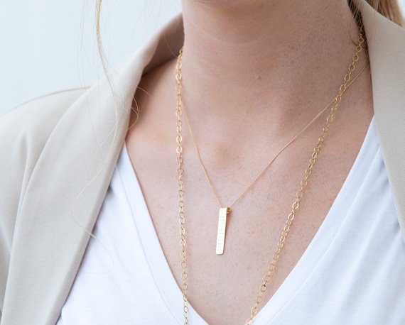 Etsy gold bar necklace sale