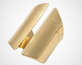 Gold Plated Kabbalah Cuff Ring, Ana Bekoach Hebrew Prayer