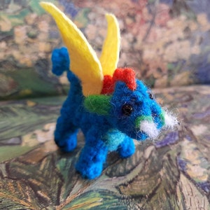 Needlefelt miniature baby dragon wool sculpture, collectable, fantastical creature