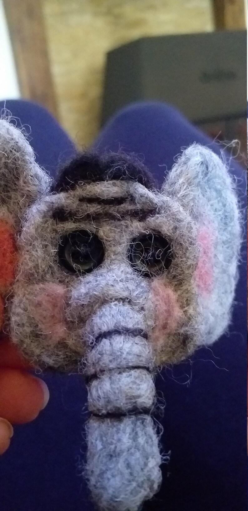 Needlefelted Elephant Brooch