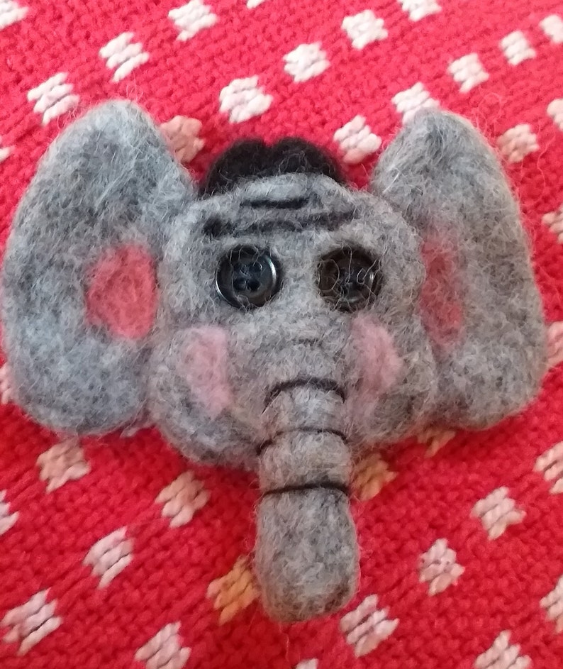 Needlefelted Elephant Brooch