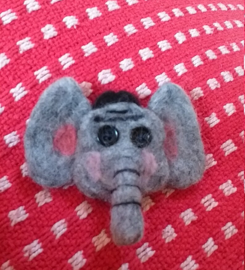 Needlefelted Elephant Brooch