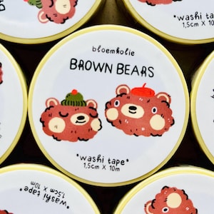 Brown Bears Washi Tape - Adorable Kawaii Cats Illustrations for Crafts and Stationery / washi tape