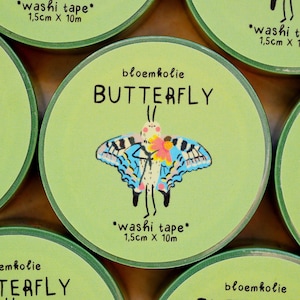 Washi-Tape mit Schmetterlingen, Blumen, Sonne und Beeren für bezaubernde und skurrile Bastelarbeiten und Tagebücher