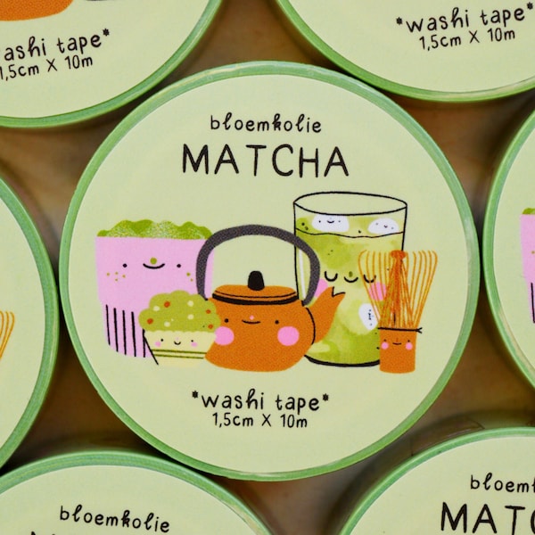 Kawaii Matcha-Tee-Washi-Tape für bezaubernde und farbenfrohe Bastelarbeiten und Tagebücher