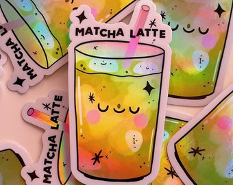 Holographic Matcha Latte Sticker for Every Matcha and Kawaii lover out there