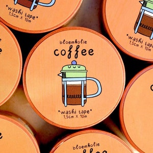 Coffee Washi Tape - Cute Coffee Illustrations - Craft Supplies - Planner Decor - Quirky Stationery