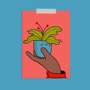 Ma carte postale végétale / format A6 / carte de vœux / carte de remerciement / illustrations mignonnes et kawaii