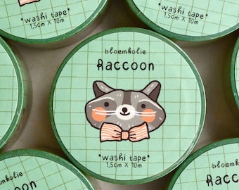 Raccoon Washi Tape  / Cute and Kawaii Stationery / Funny illustration