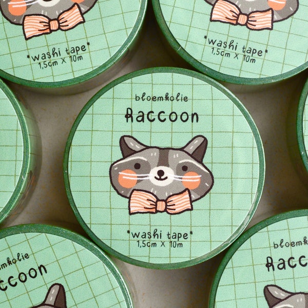 Raccoon Washi Tape / Cute and Kawaii Stationery / Funny illustration