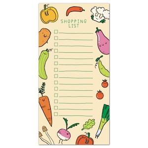 Veggie Shopping List / Note pad, Memo Pad, Bloc Note / Market List / Cute Kawaii Grocery List