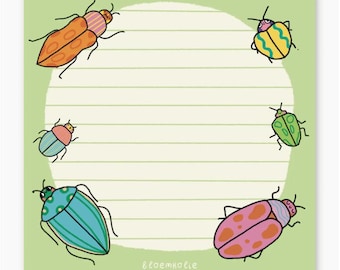 Beetle Memo Pad / Note pad Sticky Notes / Cute Kawaii stationery (50 sheets)