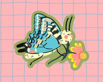 Cute Flower Butterfly Sticker / Kawaii and Cute Aesthetic Stationery