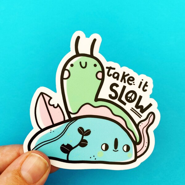 Take it slow snail sticker / animal decal / garden sticker