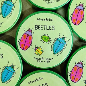 Beetle Washi tape, Bug inspired Cute Kawaii Washi tape Stationery