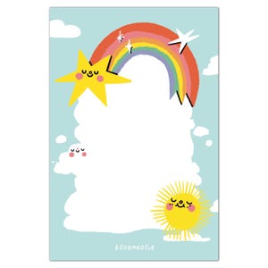 Bloc de notas arcoíris / Bloc de notas, notas adhesivas / Papelería kawaii linda / Orgullo del sol de la nube