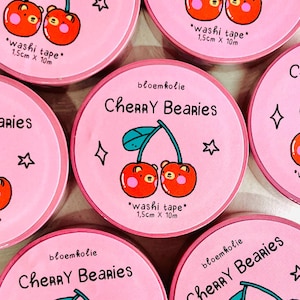 Ruban Washi Baies de Cerise – Papeterie Adorables Ours Kawaii