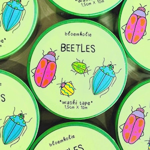 Beetle Washi tape, Bug inspired Cute Kawaii Washi tape Stationery