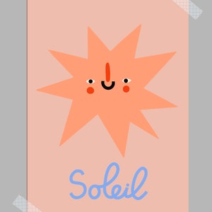 Póster Soleil A3 / Decoración infantil / Habitación infantil / Decoración de habitaciones infantiles