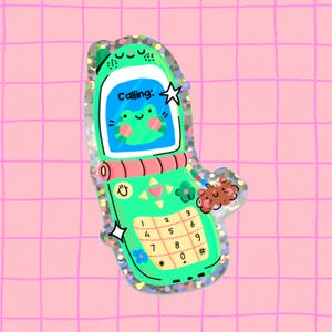 Adesivo glitterato a forma di rana per telefono cellulare | Lavabile in lavastoviglie | Adesivo impermeabile carino e kawaii per computer portatili, bottiglie d'acqua e altro ancora