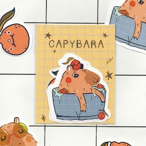 Capybara & Oranges Sticker pack / cute stickers / kawaii stationery / scrapbook